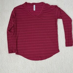 Athleta Women's Long Sleeve Top - Deep Pink Stripes